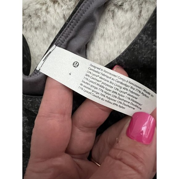 Lululemon Wonder Train Long Line Bra Size 4 Black Purple Excellent With Size Tag - Picture 3 of 6